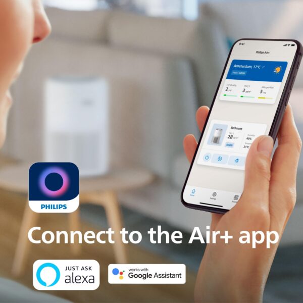Controlling Philips AC0950 purifier using Air+ smartphone app.